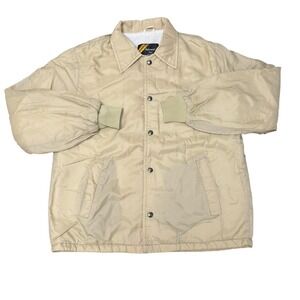 Vtg 70s Sears Mens Fleece Lined Work Leisure Full Zip Jacket Beige Medium